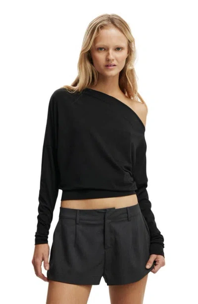 Cotton On Peyton Off Shoulder Long Sleeve In Black