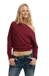 Cotton On Peyton Off Shoulder Long Sleeve In Red