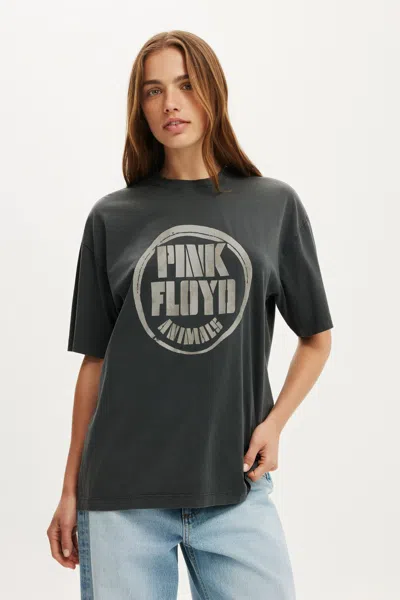 Cotton On Pink Floyd Music Boxy Graphic Tee In Black