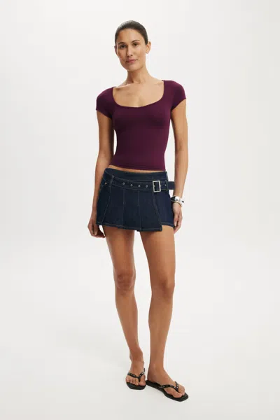 Cotton On Pleated Micro Wrap Skirt In Aries Blue