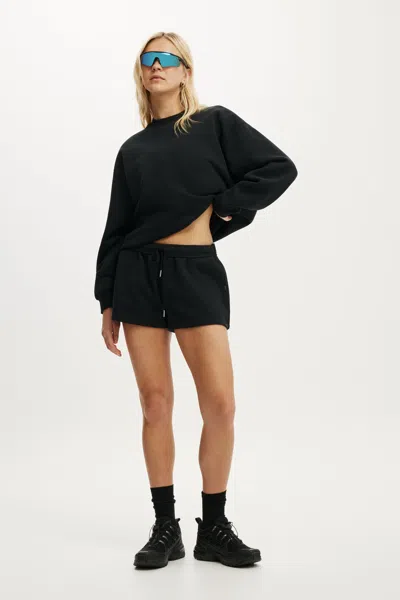 Cotton On Plush Crew Sweatshirt In Black