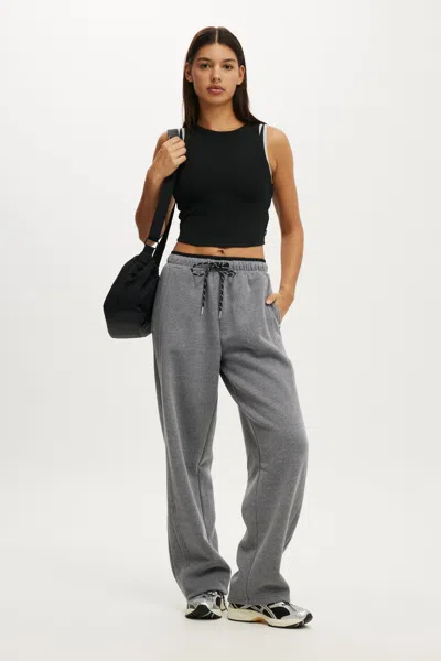 Cotton On Plush Double Waistband Sweatpant In Gunmetal Marle