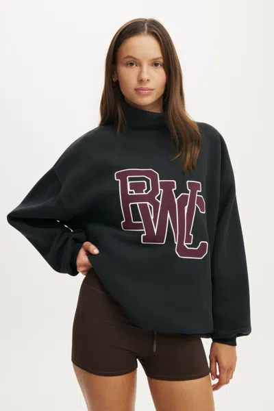Cotton On Plush Funnel Neck Sweatshirt In Black