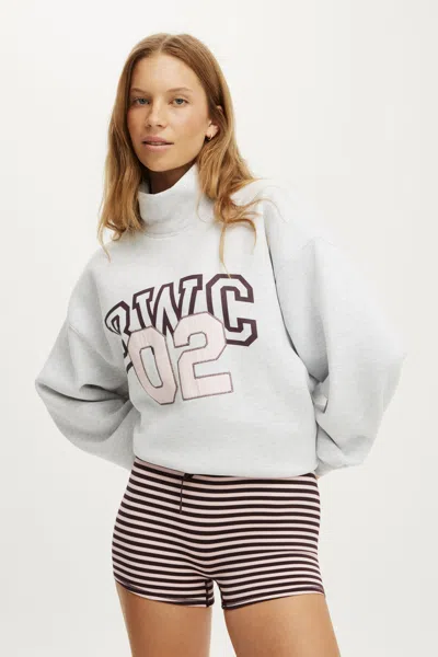 Cotton On Plush Funnel Neck Sweatshirt In Gray