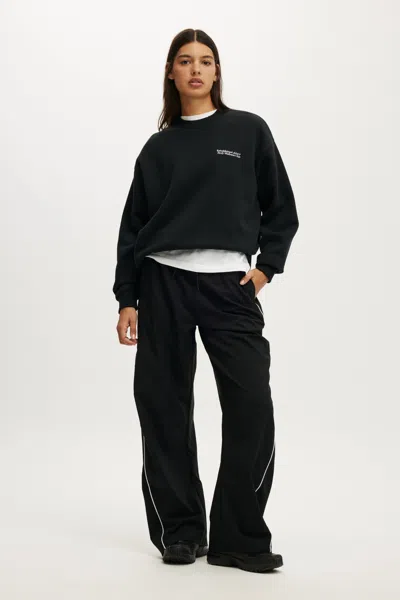 Cotton On Plush Graphic Crew Sweatshirt In Black