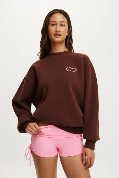 Cotton On Plush Graphic Crew Sweatshirt In Brown