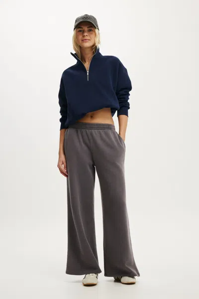 Cotton On Plush Half Zip Sweatshirt In Gray