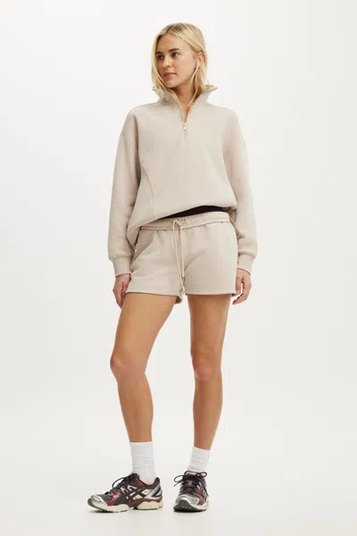 Cotton On Plush Half Zip Sweatshirt In Neutral