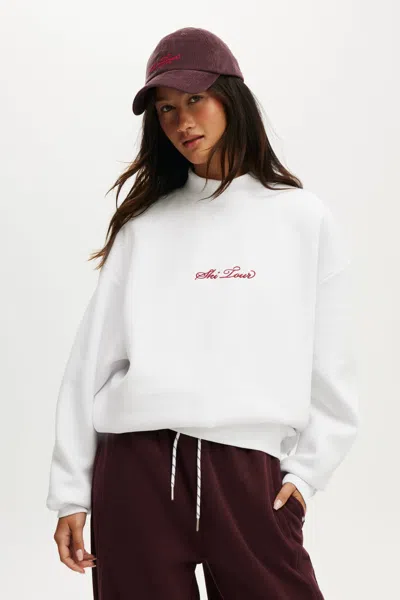 Cotton On Plush Mock Neck Sweatshirt In White/ski