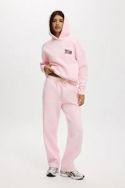 Cotton On Plush Premium Graphic Hoodie In Cherry Dream/love Bw Club