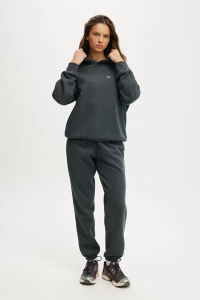 Cotton On Plush Premium Graphic Hoodie In Dark Grey Marle/wellness