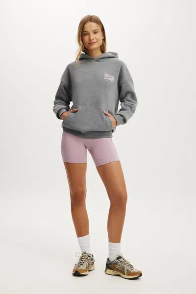 Cotton On Plush Premium Graphic Hoodie In Gray