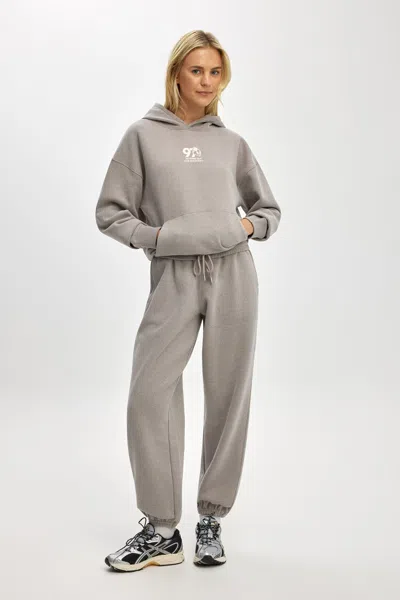 Cotton On Plush Premium Graphic Hoodie In Gray