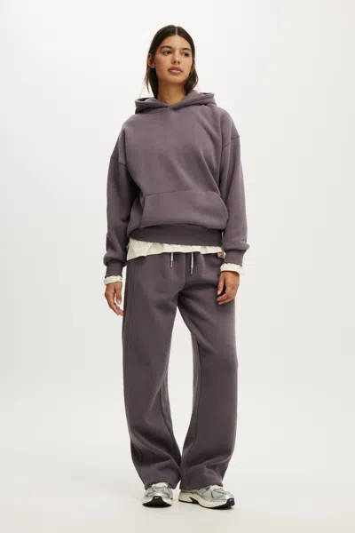 Cotton On Plush Premium Graphic Hoodie In Violet Grey/bw Club