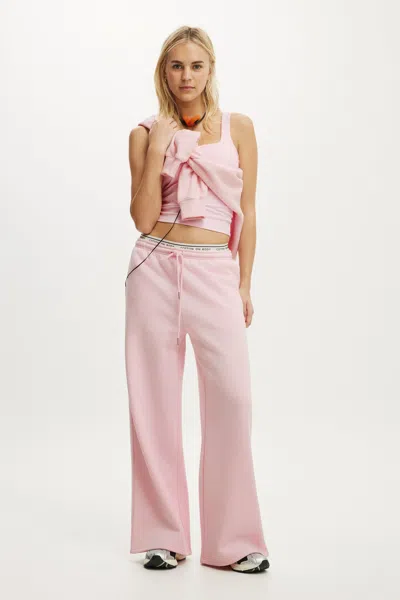 Cotton On Plush Tie Waist Wide Leg Sweatpant In Pink