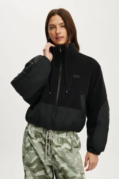 Cotton On Polar Fleece Padded Jacket In Black