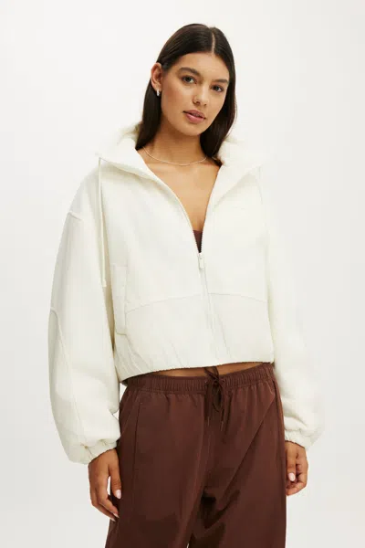 Cotton On Polar Fleece Padded Jacket In Cloud Dancer