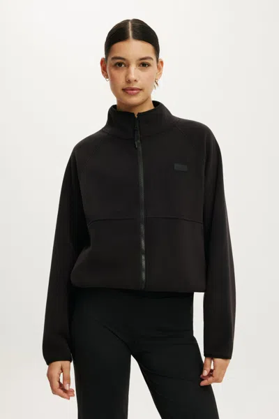Cotton On Polar Fleece Raglan Jacket In Black