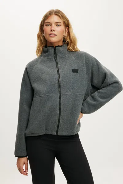 Cotton On Polar Fleece Raglan Jacket In Gray