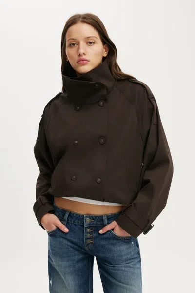 Cotton On Porter Cropped Trench In Brown