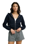 Cotton On Premium Cropped Zip Through Hoodie In Blue