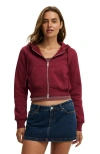 Cotton On Premium Cropped Zip Through Hoodie In Red