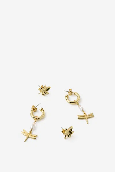 Cotton On Premium Plated 2pk Mid Earring In Gold