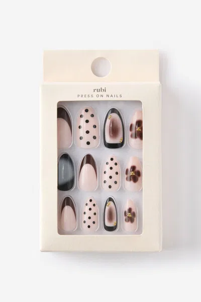 Cotton On Press On Nails In Mocha Tie Dye Polka.