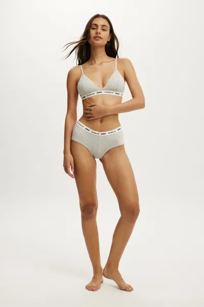 Cotton On Prince Tennis Branded Cotton Cheeky Boyshort In Lcn Pri/grey Marle