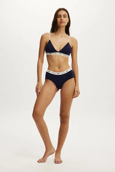 Cotton On Prince Tennis Branded Cotton Cheeky Boyshort In Lcn Pri/navy