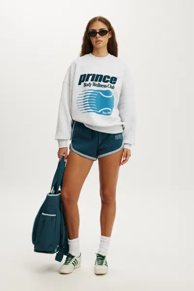 Cotton On Prince Tennis Plush Drop Shoulder Sweatshirt In White