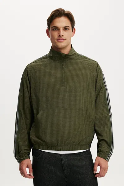 Cotton On Quarter Zip Spray Jacket In Green Mini Check