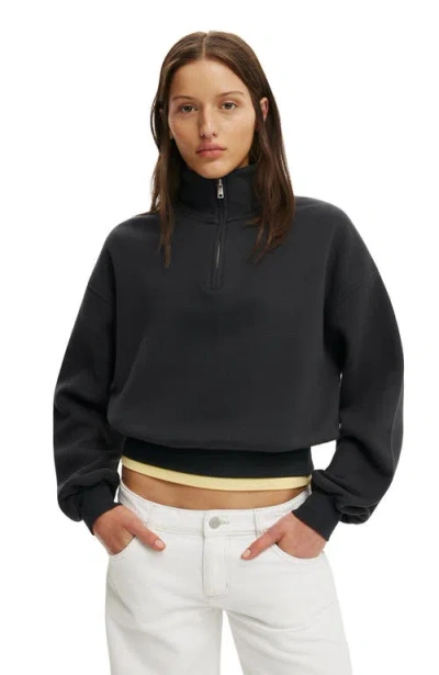 Cotton On Quarter Zip Sweatshirt In Black
