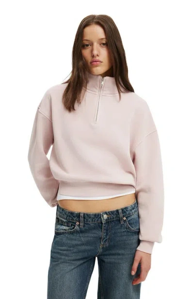 Cotton On Quarter Zip Sweatshirt In Pink