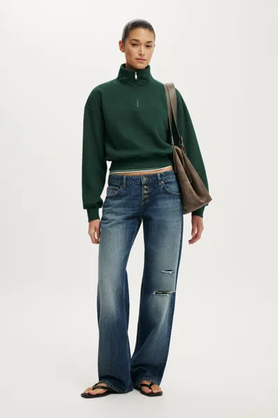 Cotton On Quarter Zip Sweatshirt In Green