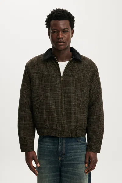 Cotton On Ranch Harrington Jacket In Charcoal Mini Check