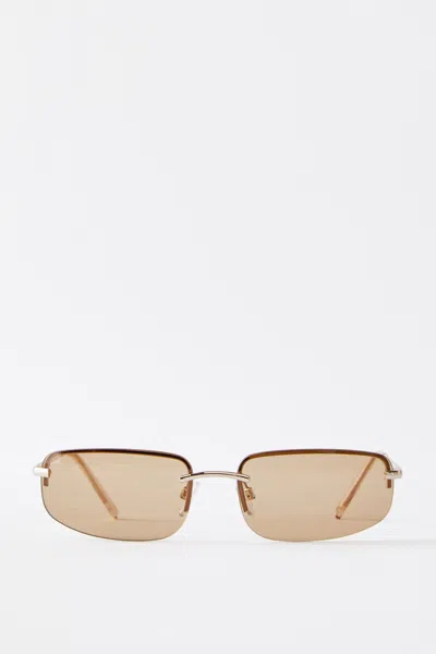 Cotton On Reece Rimless Metal Sunglasses In Gold/brown