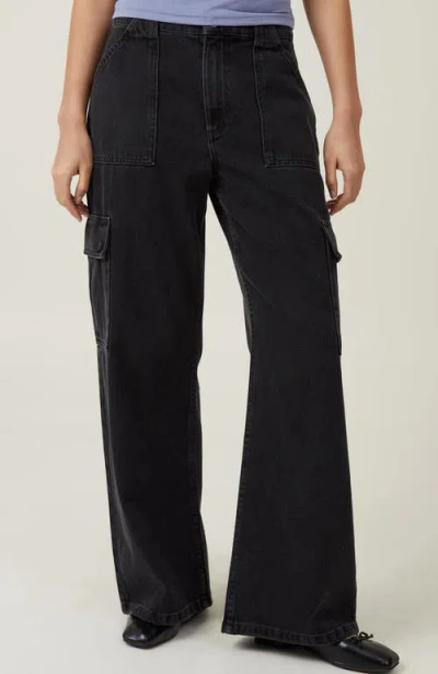 Cotton On Relaxed Cargo Jean In Graphite Black