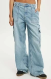 Cotton On Relaxed Cargo Jean In Sunfaded Blue