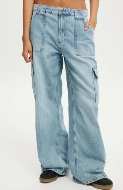 Cotton On Relaxed Cargo Jean In Sunfaded Blue