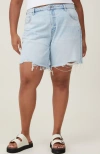 Cotton On Relaxed Denim Short In Air Blue Rip