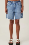 Cotton On Relaxed Denim Short In Blue Haze Rip