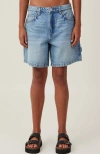 Cotton On Relaxed Denim Short In Lake Blue Carpenter