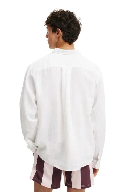 Cotton On Relaxed Linen Long Sleeve Shirt In White