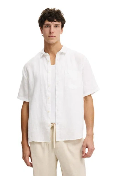Cotton On Relaxed Linen Short Sleeve Shirt In White