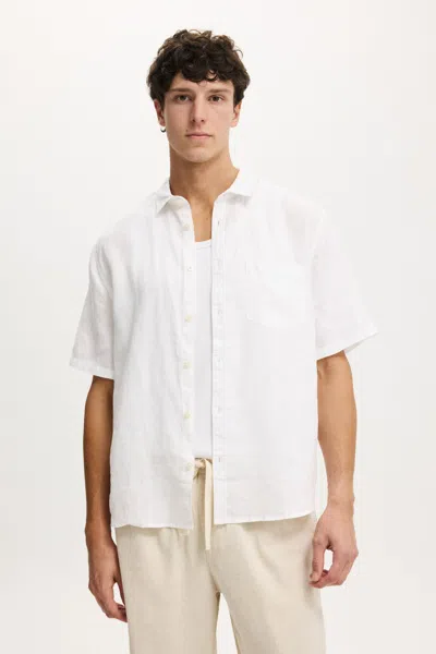 Cotton On Relaxed Linen Short Sleeve Shirt In White