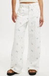 Cotton On Relaxed Wide Jean In Vintage White Ditsy Floral