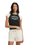 Cotton On Retro Raglan Graphic Tee In Beverly Hills \ Washed Black