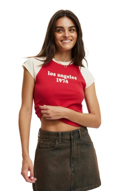 Cotton On Retro Raglan Graphic Tee In Los Angeles 1974 \ Crimson