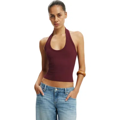 Cotton On Rib Scoop Halter In Brown